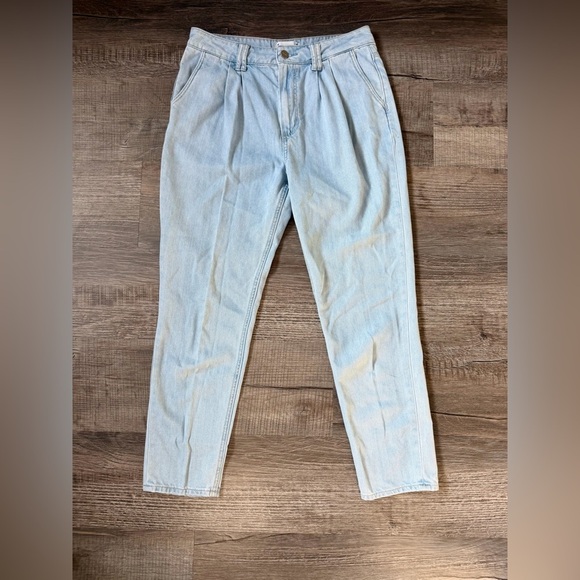PAIGE Pleated Trouser Cuff Jeans 28 Parisun Cropped Baggy Light Wash Y2K Retro - Picture 2 of 5